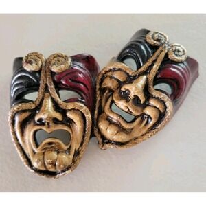 Rare Handmade in Italy Comedy Tragedy Masks Ceramic Stella Souvenir Decor Art